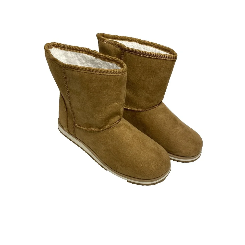 NEW wonder nation girls brown tan faux fur lined boots size 6‎